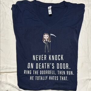 Navy Blue V-Neck Never Knock
